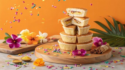 Festive Display of Apam Balik with Colorful Decorations