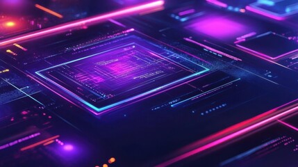 Neon Digital Interface: Abstract Tech Background