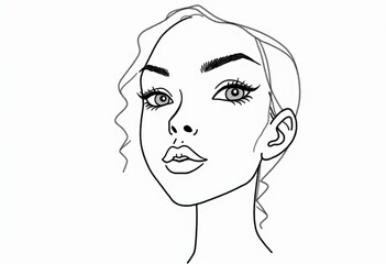 Elegant Single Line Drawing of a Face: High-Resolution Minimalist Artwork for Contemporary Spaces