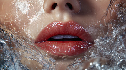 Fototapeta premium image of beautiful and attractive lip closeup and lip model