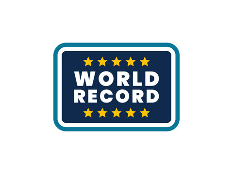 world record badge tag with stars vector for record holder winner 