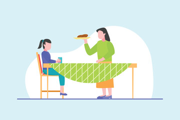 Mother and daughter concept. Colored flat vector illustration isolated.