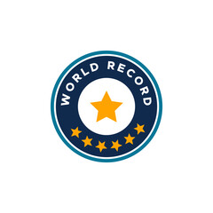 world record round badge tag logo with stars for champion winner record holder 
