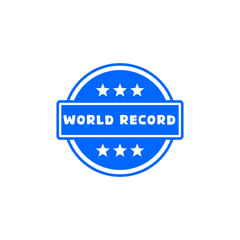 world record circle medal badge with stars vector icon for champion winner 