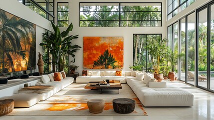 Fototapeta premium Modern living room design luxury home interior decor bright space