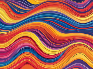 Obraz premium Abstract digital artwork featuring vibrant, wavy patterns of red, orange, yellow, blue, and purple, creating a bold and dynamic visual flow.