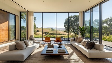 Modern living room design with scenic view california interior