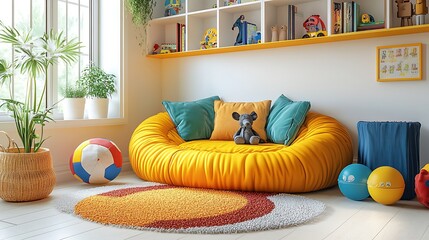 Child-friendly playroom design cozy and colorful decor