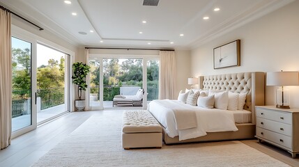 Modern bedroom interior photography elegant design and brightness