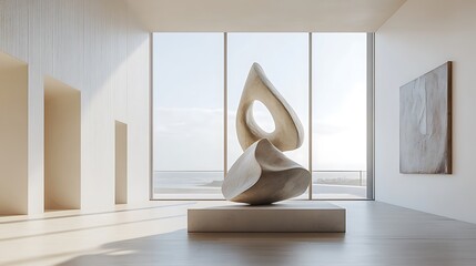 Artistic vision minimalist abstract sculpture in gallery space