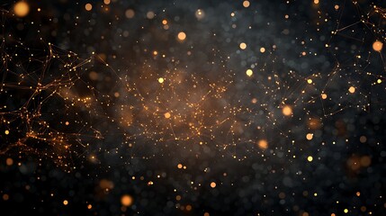 Obraz premium Digital floating particles forming geometric patterns and soft glowing light 