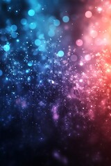 Obraz premium Abstract digital background with floating glowing particles and neon light rays 