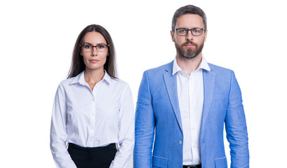 successful partnership of business team with businesspeople partners having success isolated on white