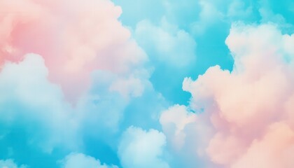 Dreamy Pastel Sky Soft Pink and Blue Cloudscape Background