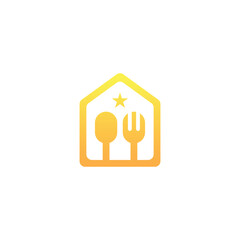 spoon fork and house logo vector