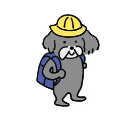 ランドセルを背負う犬
