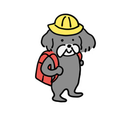 ランドセルを背負う犬