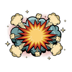 Cartoon, Boom explosion Comic Speech Bubble. Comic book page