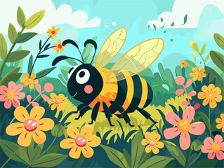 Animated Flat Illustration of Bee Osmophores: Microscopic Floral Scent Detection Tools on Antennae