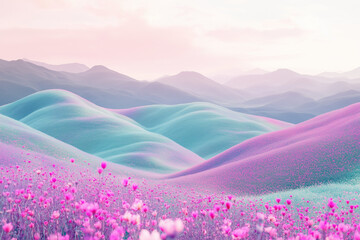 Obraz premium Vivid Floral Hills in Soft Pastel Hues