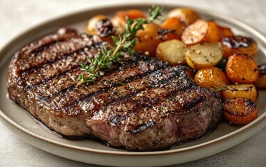 Juicy Grilled Ribeye Steak with Roasted Root Vegetables A Culinary Masterpiece