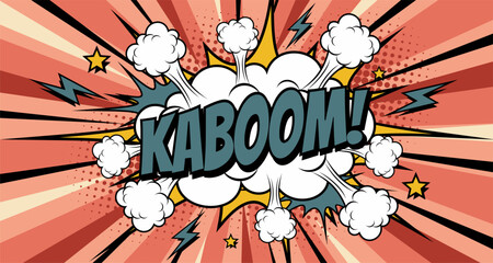 Cartoon, Boom explosion Comic Speech Bubble. Comic book page