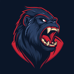 Simple Line Gorilla Head Gaming Mascot Logo - Vector Illustration, SVG Files, Cricut Cut Files, Vector Clipart, T-Shirt Graphics
