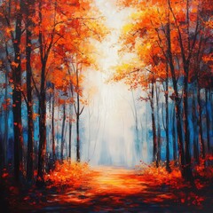 autumn forest, the trees ablaze with rich colors.
