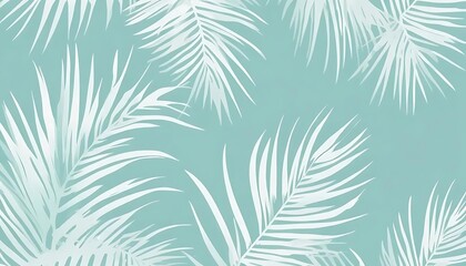 White Palm Fronds on a Teal Background