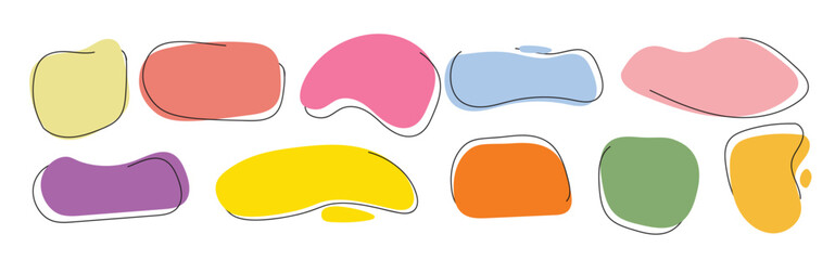 abstract gradient fluid or blob shapes design, organic design set