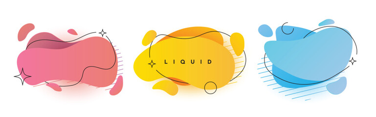 Set of abstract gradient fluid or blob shapes design