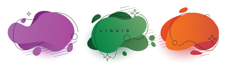 Set of abstract gradient fluid or blob shapes design