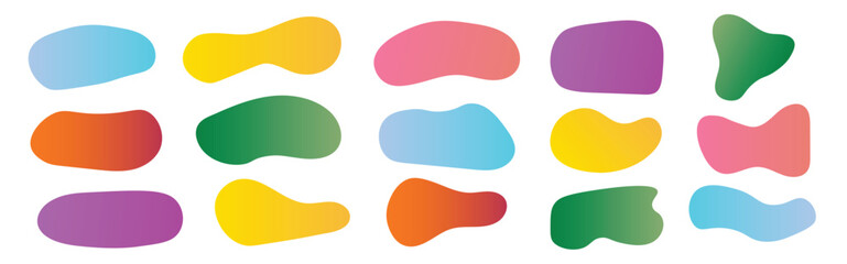 abstract gradient fluid or blob shapes design, organic design set