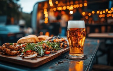 Evening Pint and Gourmet Food Truck Bites: Delicious Al Fresco Dining Experience