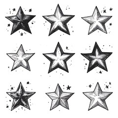 Obraz premium Nine Different Hand-Drawn Star Illustrations