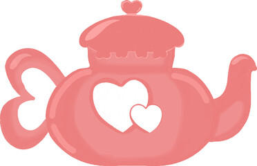 a pink valentine teapot vector illustration