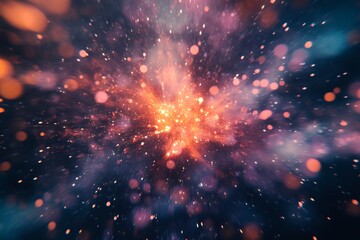 Fototapeta premium Abstract Cosmic Explosion Glowing Radiance Energetic Sparks