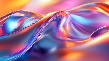 Fototapeta premium A vibrant, flowing surface of colorful fabric, showcasing shimmering textures and reflections, creating an abstract, artistic impression.