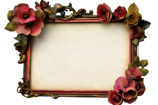 Corkboard style frame with space for notes and pictures, Isolated on transparent or white background cut out