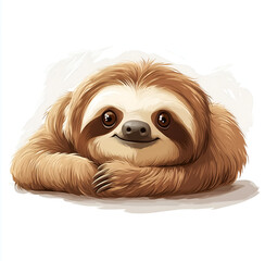 Naklejka premium sloth laying down on a white background