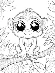 Fototapeta premium black and white sketch of a monkey