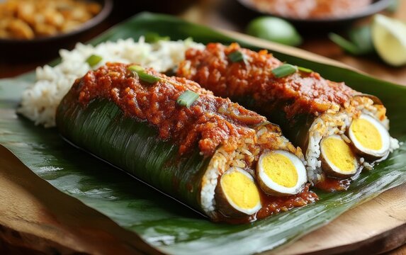 Delicious Lemang Periuk with Hard Boiled Eggs and Spicy Sambal Recipe