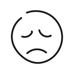 Hand drawn line sad face on white background.