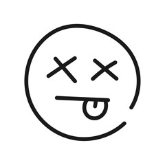 Obraz premium Hand drawn line dead face on white background.