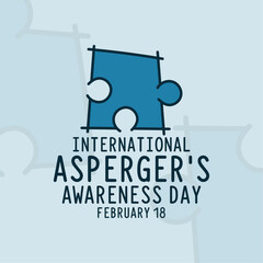 International Asperger's Awareness Day. February 18. Flat design vector. Poster, banner, card, background.