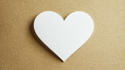 White Paper Heart Cutout Lying Flat on Textured Background for Artistic and Creative Uses