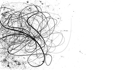 Grunge Random Chaotic Pen Doodle Strokes, Distress Overlay Texture For Your Design. Monochromatic stop freeze frames of black and white grunge pencil doodle scribbles lines,.eps