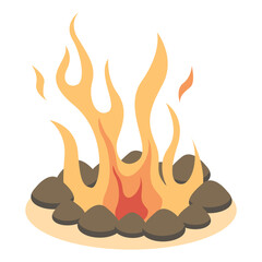 Wooden Bonfire in Cartoon Design. Vector Illustration