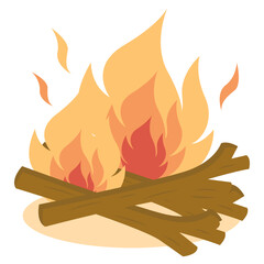 Wooden Bonfire in Cartoon Design. Vector Illustration