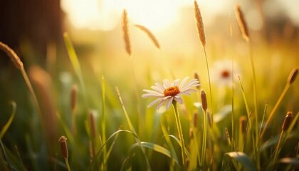 Fototapeta premium grass flowers in the morning natural beauty